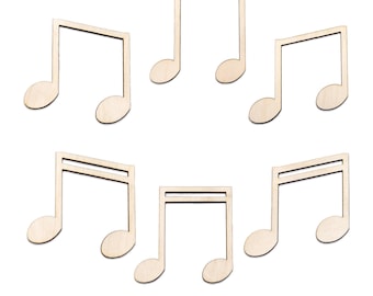 Music Notes Wood Cutout - Laser Cut Unfinished Craft Shape - Multiple Sizes