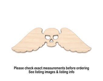 Vintage Winged Skull Blank Wood Cutout - Laser Cut Unfinished Craft Shape - Multiple Sizes
