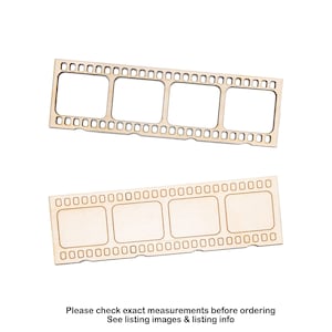 Film Strip Detail Wood Cutout-Laser Cut Film Strip-Two Design Options-Various Sizes-Unfinished Wood-Camera Film-Photo Crafts-Filming Decor