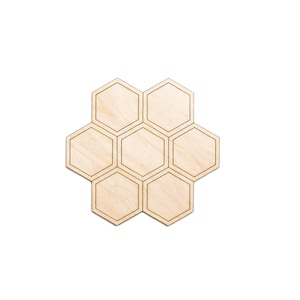 Figura redonda de madera con forma de panal de abeja - Forma artesanal sin acabado, cortada con láser - Varios tamaños