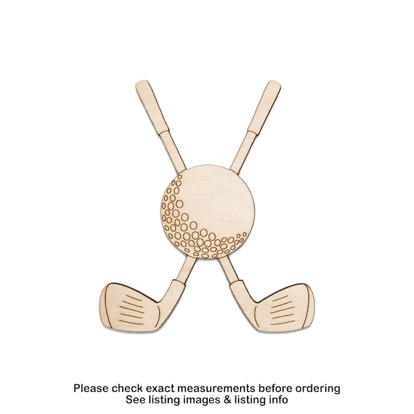 Golf Clubs Crossed With Ball Detail Wood Cutout- Golfing Theme Decor-Various Sizes-DIY Crafts-Unfinished Wood-Golfer Accents-Sports Decor