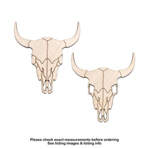 Découpe en bois avec détail tête de mort de vache, os d'animaux et têtes de mort, deux options de conception, différentes tailles, créations manuelles, bois brut, décoration western, têtes de mort