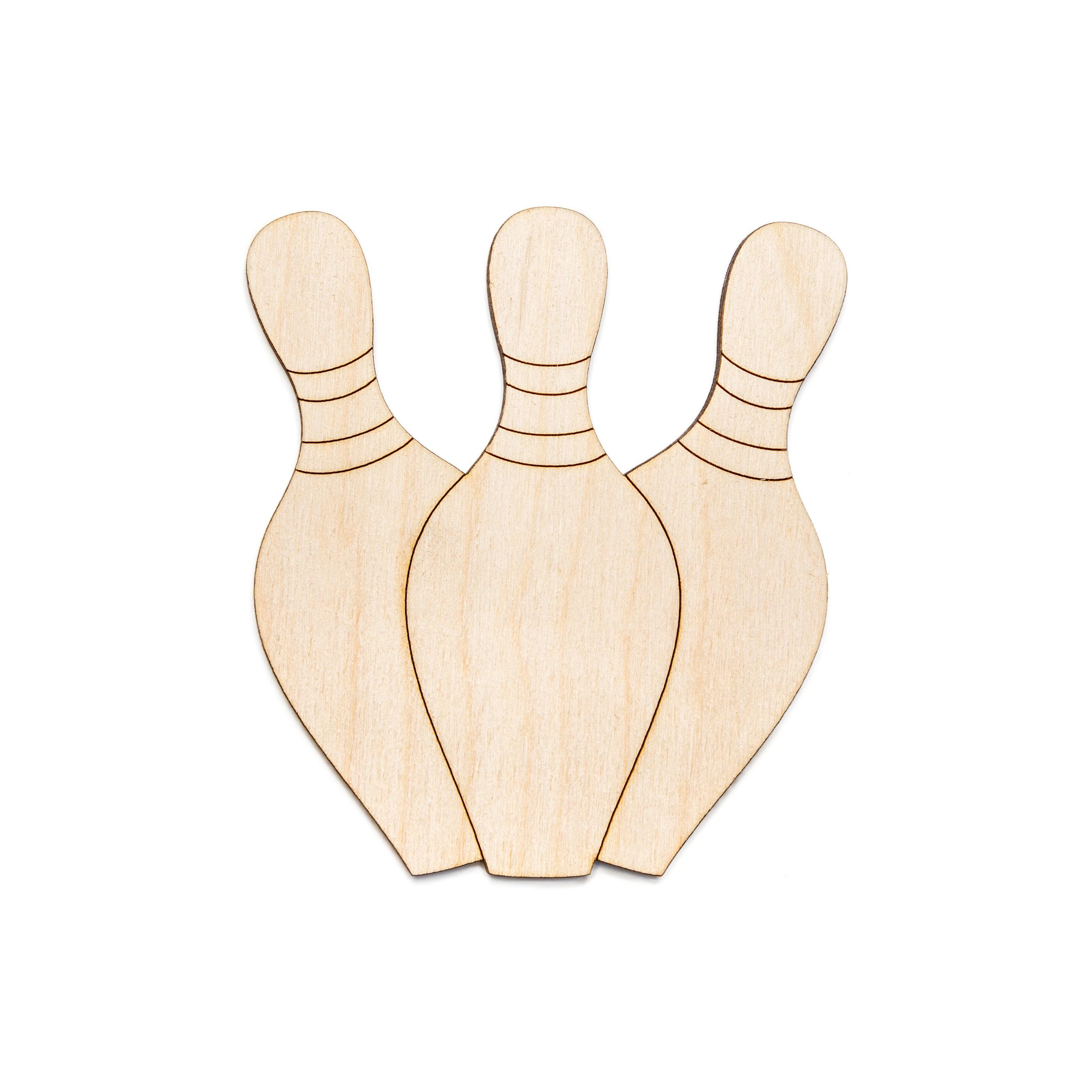 Bowling Pins Detailed Wood Cutout - Laser Cut Unfinished Craft Shape ...