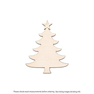 Christmas Tree With Star Wood Cutout-Holiday Wood Decor-Christmas Party Decor-Various Sizes-DIY Holiday Crafts-Kids Crafts-Pine Trees Decor