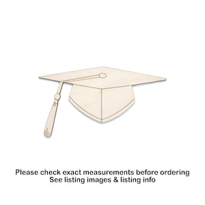 Graduation Cap Wood Cutout - Laser Cut Unfinished Craft Shape - Multiple Sizes