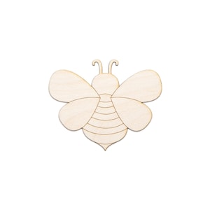 Cute Bee Wood Cutout - Laser Cut Unfinished Craft Shape - Multiple Sizes