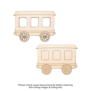 Décoration en bois avec détail de voiture de train - Accessoires de train - Différentes tailles - Travaux manuels - Bois brut - Décoration de chemin de fer - Décoration sur le thème du train - Artisanat de transport