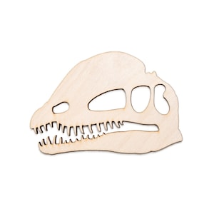 Dino Dilophosaurus Schädel Rohling Holz Ausschnitt-Dinosaurier Knochen Thema Dekor-Verschiedene Größen-DIY Handwerk-Dino Schädel-Dino Thema Party Favors-Knochen