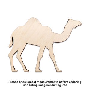 Sagoma di cammello in legno grezzo - Decorazione di animali del deserto - Varie dimensioni - Artigianato fai da te - Legno grezzo - Silhouette di cammello - Animali in legno verniciabili - Fauna selvatica del deserto