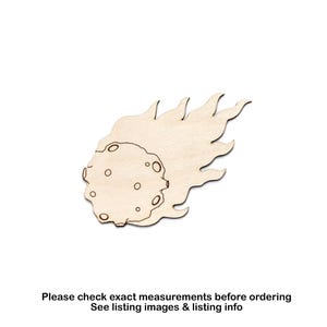Meteor Fireball Detailed Wood Cutout - Laser Cut Unfinished Craft Shape - Multiple Sizes