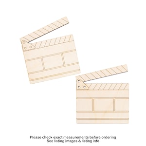 Film Clapper Board Full Detail Wood Cutout-Movie Clapper-Various Sizes-DIY Crafts-Unfinished Wood-Dumb Slate-Filming Decor-Director Board