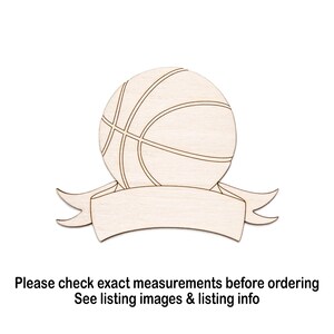 Basketball With Banner Wood Cutout-Sports Wood Decor-Sports Sign Crafts-DIY-Various Sizes-Unfinished Wood-Gaming Decor-Basketball Sign Art