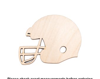Casco de fútbol americano de madera sin acabado, cortado con láser, forma artesanal - Varios tamaños
