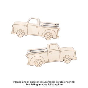 Vue latérale du camion vintage avec découpe en bois de détail de la grille - Deux options de conception - Différentes tailles - Travaux manuels - Voitures et camions classiques - Décoration de camion agricole