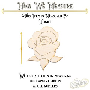 Rose Wood Cutout - Laser Cut Unfinished Craft Shape - Multiple Sizes image 2