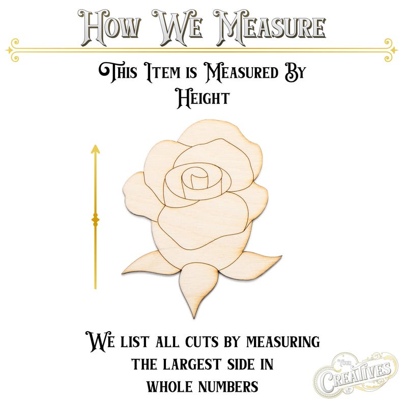 Rose Wood Cutout - Laser Cut Unfinished Craft Shape - Multiple Sizes image 2