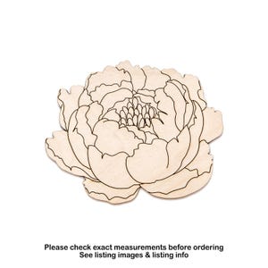 Découpe en bois détail fleur de pivoine-décor floral en bois-différentes tailles-artisanat à peindre-DIY-accents floraux-jardins-plantes et fleurs-découpes laser