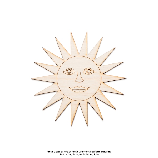 Smiling Sun-Wood Cutout-Mystical Wood Decor-Sun With Face-Astrology Wood Decor-Cute Sun Decor-Spikey Sun Design-Suns And Stars