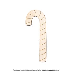 Candy Cane Detailed Wood Cutout - Laser Cut Unfinished Craft Shape - Multiple Sizes