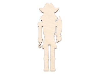 Nutcracker Pirate With Sword Blank Wood Cutout - Laser Cut Unfinished Craft Shape - Multiple Sizes