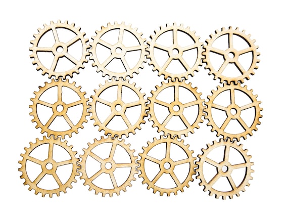 10 Pack Birch Plywood Wooden Blank Craft Shape Steampunk Cog Collection 
