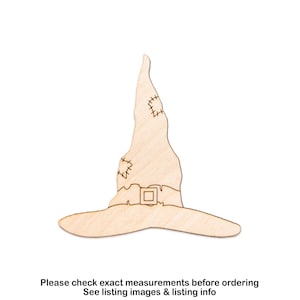 Old Witch Hat Detailed Wood Cutout - Laser Cut Unfinished Craft Shape - Multiple Sizes