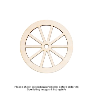 Wheel Wood Cutout - Laser Cut Unfinished Craft Shape - Multiple Sizes