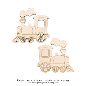 Train With Steam Detail Wood Cutout-Train Decor-Various Sizes-DIY Crafts-Unfinished Wood-Railway Decor-Travel Transportation Wood Accents