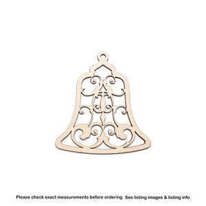 Holiday Bell Filigree Ornament-Detail Wood Cutout-Ornamental-Various Sizes-DIY Crafts-Christmas Party Decor-Unfinished Wood-Traditional Bell