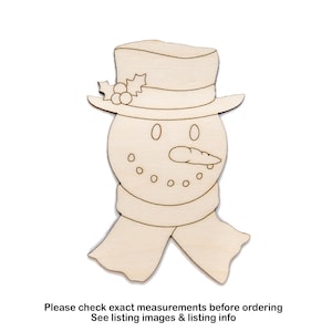 Snowman Head With Top Hat Wood Cutout-Detail-Holiday Decor-Various Sizes-DIY Crafts-Unfinished Wood Cuts-Snowman With Scarf-Christmas Decor