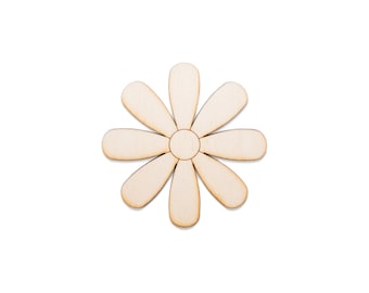 Cute Daisy Wood Cutout - Laser Cut Unfinished Craft Shape - Multiple Sizes