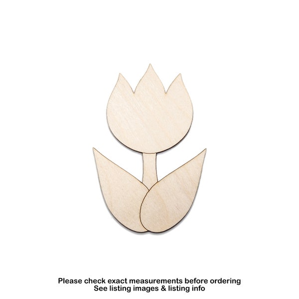 Cute Tulip Flower-Wood Cutout-Spring Flowers Decor-Garden Theme Decor-Various Sizes-DIY Crafts-Unfinished Wood Flower-Garden Flowers-Easter