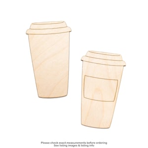 Xícara de café - Recorte de madeira - Duas opções de design - Decoração com tema de café - Vários tamanhos - Detalhes de madeira para café - Acessórios para xícaras de café - Xícara de café em branco - Bebidas