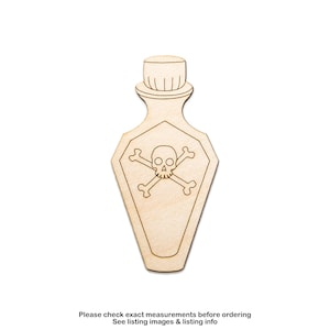 Skull & Crossbones Bottle-Wood Cutout-Witchy Theme Decor-Various Sizes-Halloween Decor-Gothic Decor-Spooky Party Favors-Magic Theme Decor