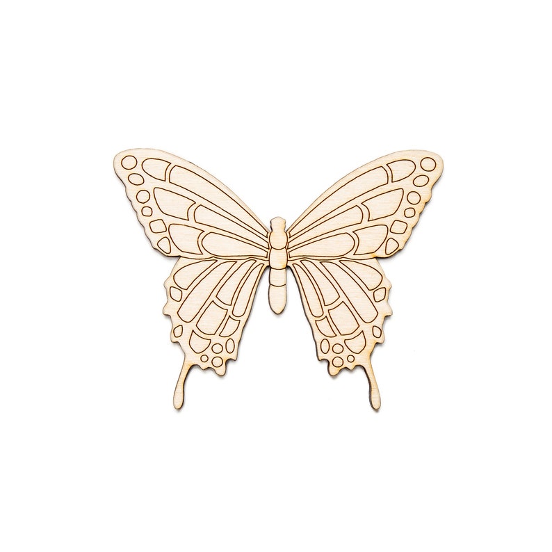 Dettaglio farfalla coda Ritaglio legno-Farfalla Legno Decor-Varie dimensioni-Artigianato fai-da-te Decorazione insetto-Farfalla Legno Accenti-Tema farfalla immagine 1