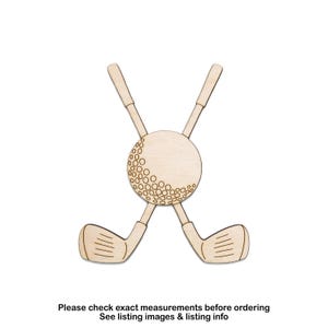 Golf Clubs Crossed With Ball Wood Cutout-Detail-Golfing Theme Decor-Various Sizes-DIY Crafts-Unfinished Wood-Golfer Accents-Sports Decor