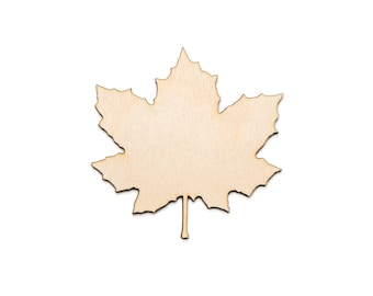 Maple Leaf Wood Cutout - Laser Cut Unfinished Craft Shape - Multiple Sizes