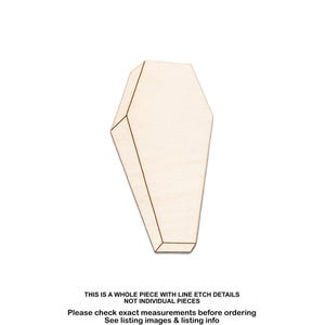 Angle Classic Coffin Lined-Wood Cutout-Cemetery Theme Decor-Various Sizes-Halloween Decor-Spooky Decor-Goth Party Favors-Graveyard Props