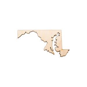 Recorte de madeira do estado de Maryland - Decoração de madeira do estado - Vários tamanhos - Decoração de geografia - Decoração dos estados dos EUA - Recortes individuais do estado - Decoração de casa de estados de madeira