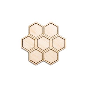 Figura de madera redonda de dos capas con forma de panal de abeja - Corte láser - Varios tamaños