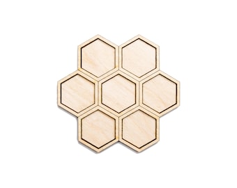 Honeycomb Round Two Layer Wood Cutout - Laser Cut Craft Shape - Multiple Sizes