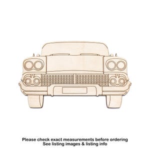 Découpe en bois détaillée de voiture classique-décor de voiture vintage-différentes tailles-bricolage-artisanat en bois non fini-thème auto-artisanat-voitures rétro-vue de face-classiques