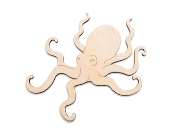Octopus Wood Cutout - Laser Cut Unfinished Craft Shape - Multiple Sizes