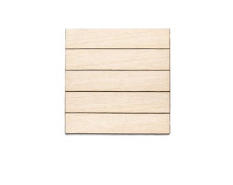 Square Shiplap Style Wood Cutout - Laser Cut Unfinished Craft Shape - Multiple Sizes