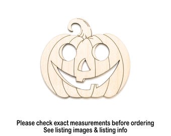 Jack O Lantern Round Eyes Wood Cutout - Laser Cut Unfinished Craft Shape - Multiple Sizes