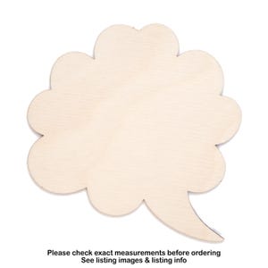 Burbuja de diálogo con forma de nube, recortada en madera sin acabado mediante corte láser - Varios tamaños