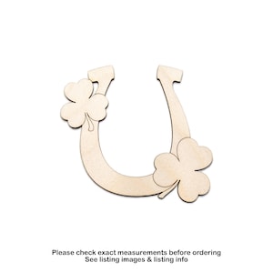 Horseshoe And Clovers-Wood Cutout-St. Patrick's Day Decor-Lucky Symbols-Various Sizes-DIY Crafts-Unfinished Wood-Luck Charms-Holiday Crafts