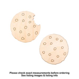 Figura de madera con forma de galleta con chispas de chocolate - Cortada con láser, sin acabado - Varios tamaños