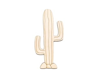 Saguaro Cactus Detailed Wood Cutout - Laser Cut Unfinished Craft Shape - Multiple Sizes