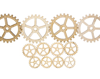 SteamPunk Gears-MIX PACK-Baltic Birch Plywood-Gear Set-Craft Gears-Wood Gears-Laser Cut - 12qty - 1.25" - 3" (31.8mm - 76.2mm) - BASIC Gear